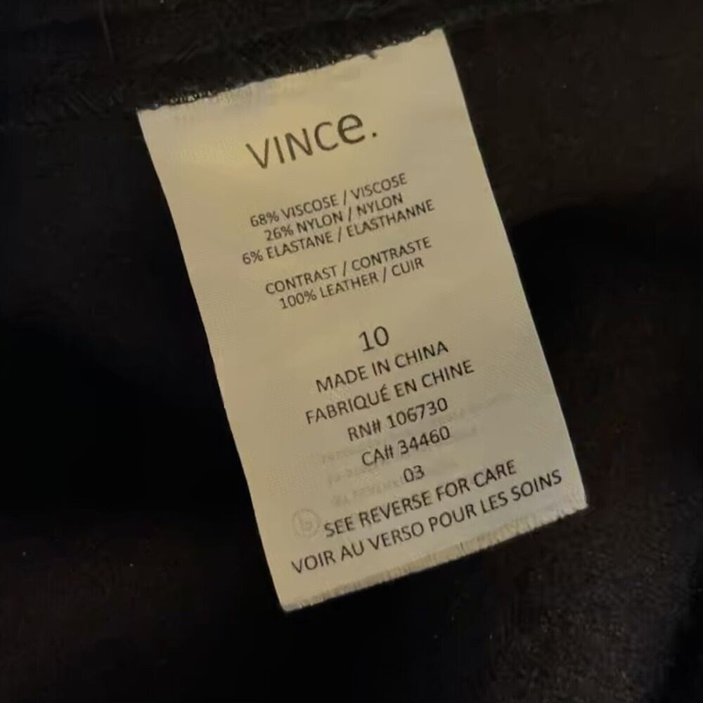 Vince Navy Dress with Leather-Effect Short Sleeves - Picture 7 of 7